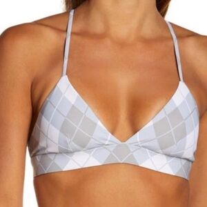 ALO Yoga Vapor Argyle Bra Gravel Titanium Xs